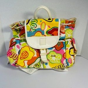 Tous Flip Top Backpack Abstract Colorful Fruit Pattern Adjustable Straps
